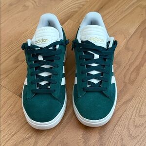 adidas Teal Suede Low-Top Sneakers with White Stripes